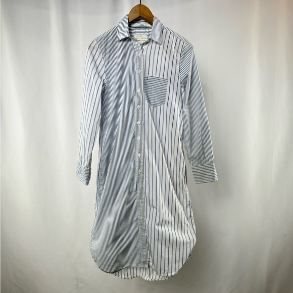 J. Crew Dresses & Skirts - J.‎ Crew Classic-fit Cotton Mixed Stripe Poplin Shirtdress in Blue White Size 00